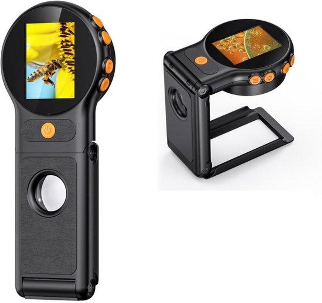 Digitale Handmikroskop für Kinder - Opvoubares Modell - 1080P-Lens - 2-Zoll-Touchdisplay - 2-MP - 500-fach Vergrößerung - 8-LEDs - Reisegepäck ...