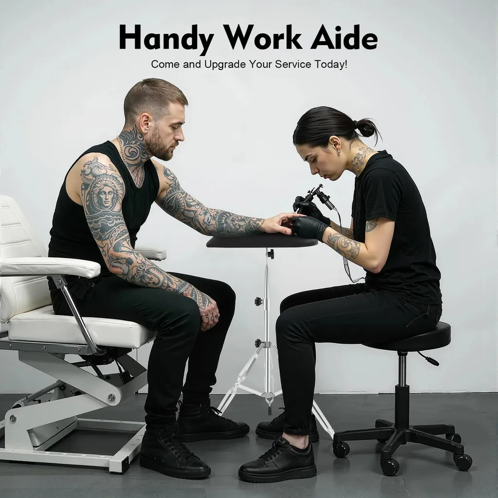 Repose-bras tatouage pour confort client et précision de travail Noir