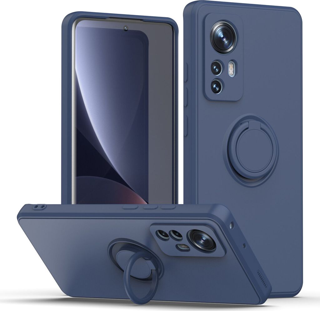 Xiaomi 12 / 12X Handyhülle, Ring Halter Ständer Kratzfeste Weiche Silikon schutzhülle für Xiaomi 12 / 12X Blau