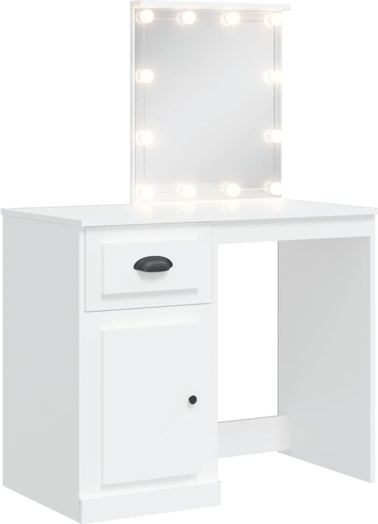 vidaXL Toaletka z oświetleniem LED biała 90x42x132,5 cm Zdjęcie produktu 