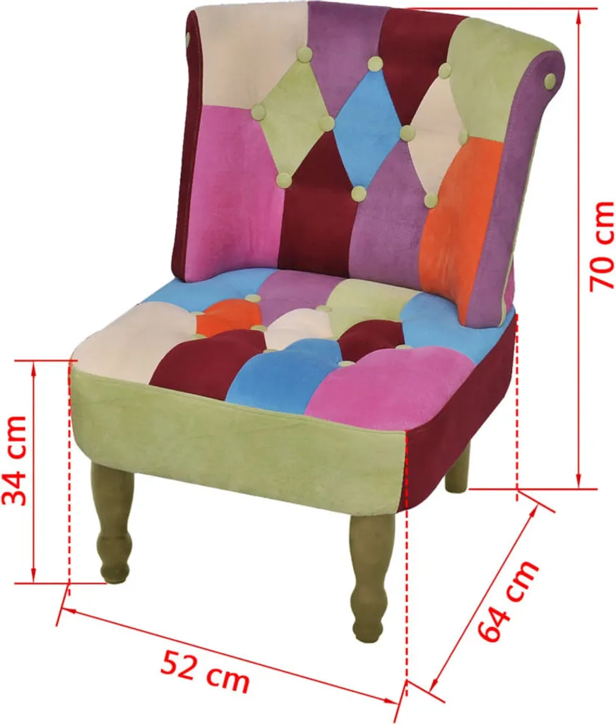 Chaises confortables patchwork en tissu antitache pour séjour moderne