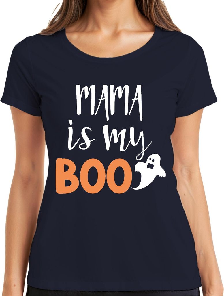 MAMA is my BOO Halloween Mama Geschenk Gespenst Lustig Familie Damen T-Shirt, Navy, S