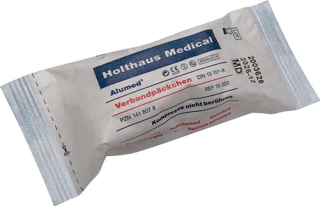 Holthaus Medical Alumed Verbandpäckchen mit Kompresse, steril, 8x10cm