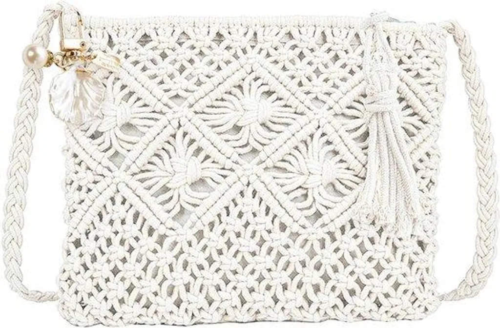 Sacoche de plage blanche tressée pour sorties d'été - Format compact