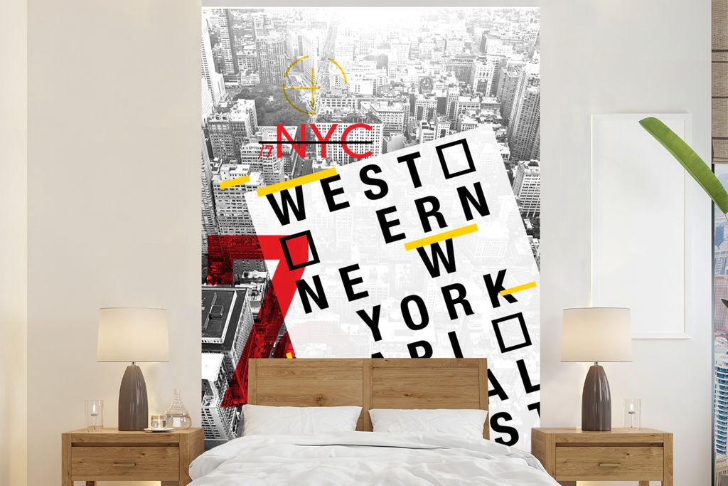 MuchoWow Fototapete für Wohnzimmer oder Schlafzimmer Wandtapete Vinyl Motivtapete New York - Western - Hauptstadt - 145x220 cm - Wanddekoration