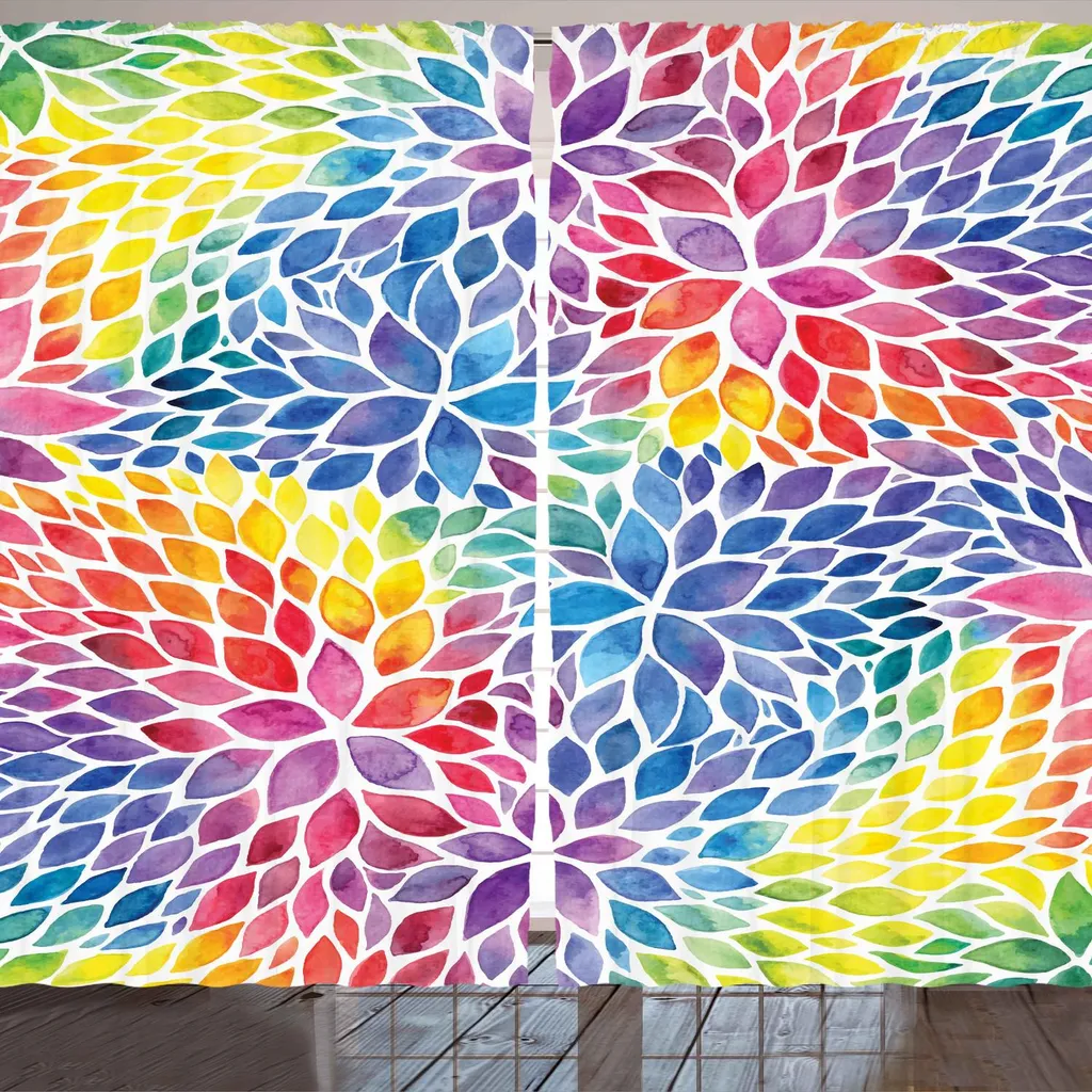ARANDE Tenda Fiori 280x175 cm | Design Acquerello Arcobaleno Multicolore