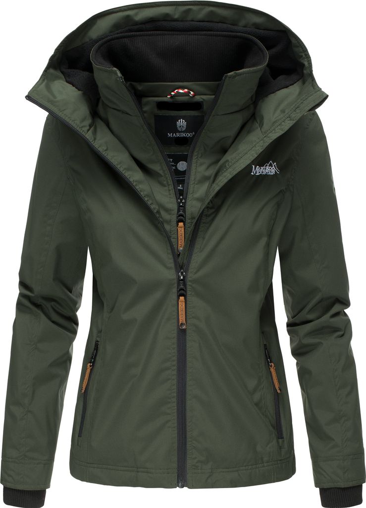 Marikoo Damen Übergangs Outdoor Jacke Windbreaker Regenjacke Erdbeere Olive Gr. 40 - L