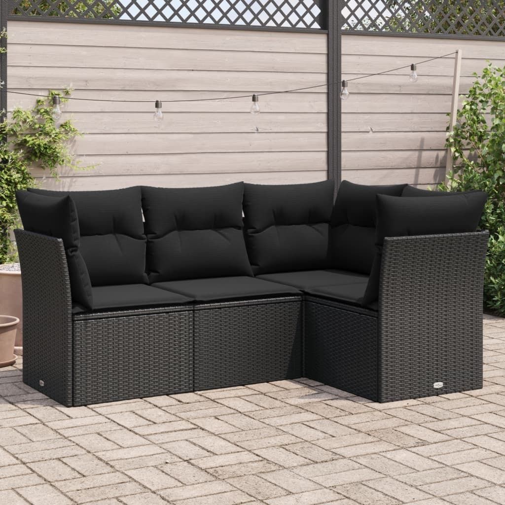 Maison Exclusive - 4-tlg. Garten-Sofagarnitur mit Kissen Schwarz Poly Rattan