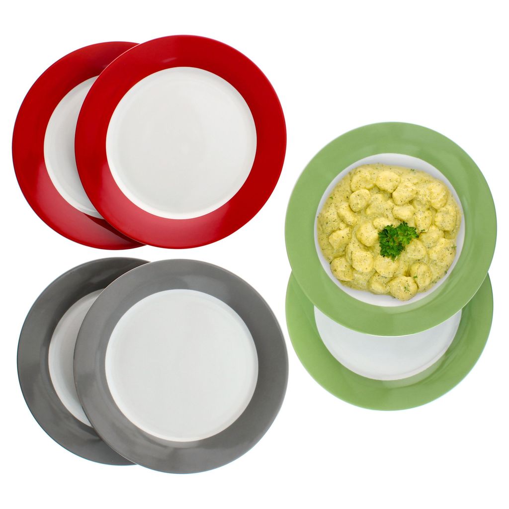 6x Variant Trio Speiseteller Ø27cm große Ess-Teller 6 Personen Grün Grau Rot