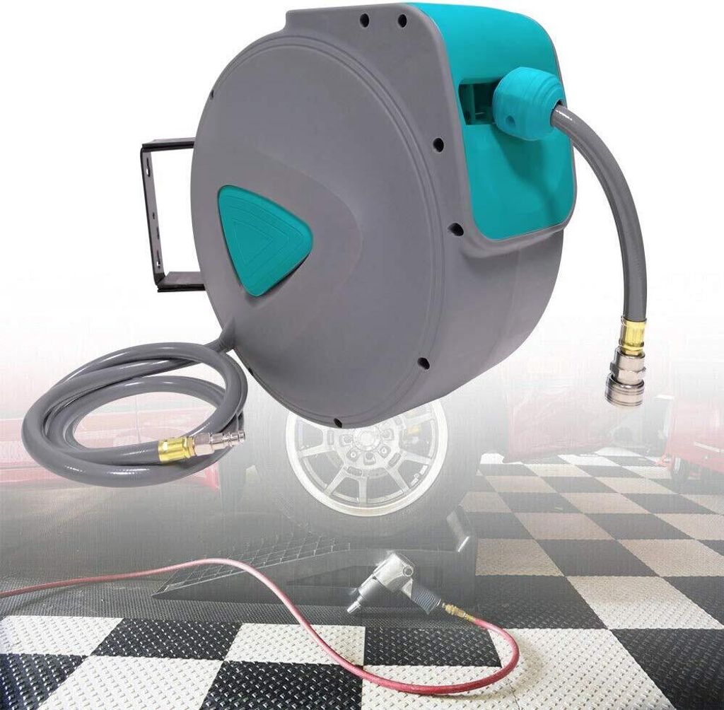 VA-Cerulean 20m Druckluftschlauch Druckluft Schlauchtrommel 1/4" Trommel Wandschlauchhalter Aufroller automatisch Schlauchaufroller