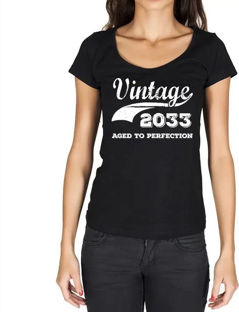 Damen Grafik T-Shirt Bis zur Perfektion gereift 2033 – Aged to Perfection 2033 – Öko-Verantwortlich Vintage Jahrgang Kurzarm Lustige Druck Geb...