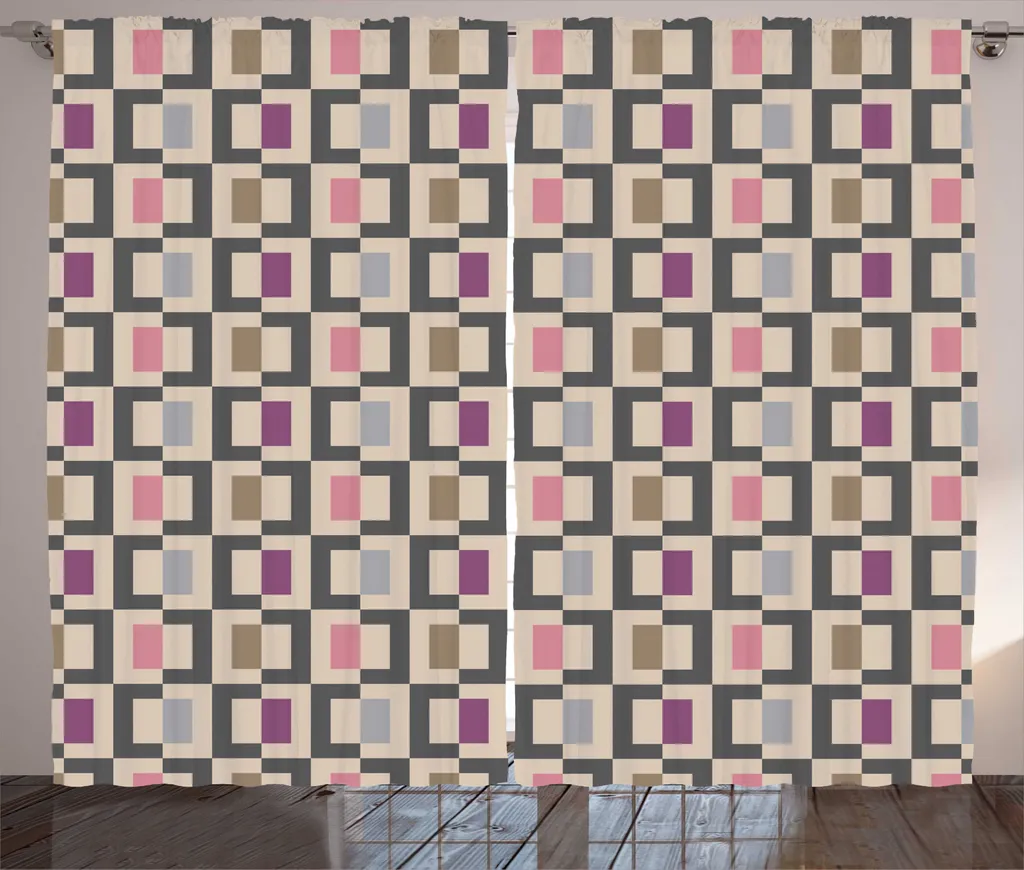 Rideau pour salon art abstrait et pixels pour une décoration moderne