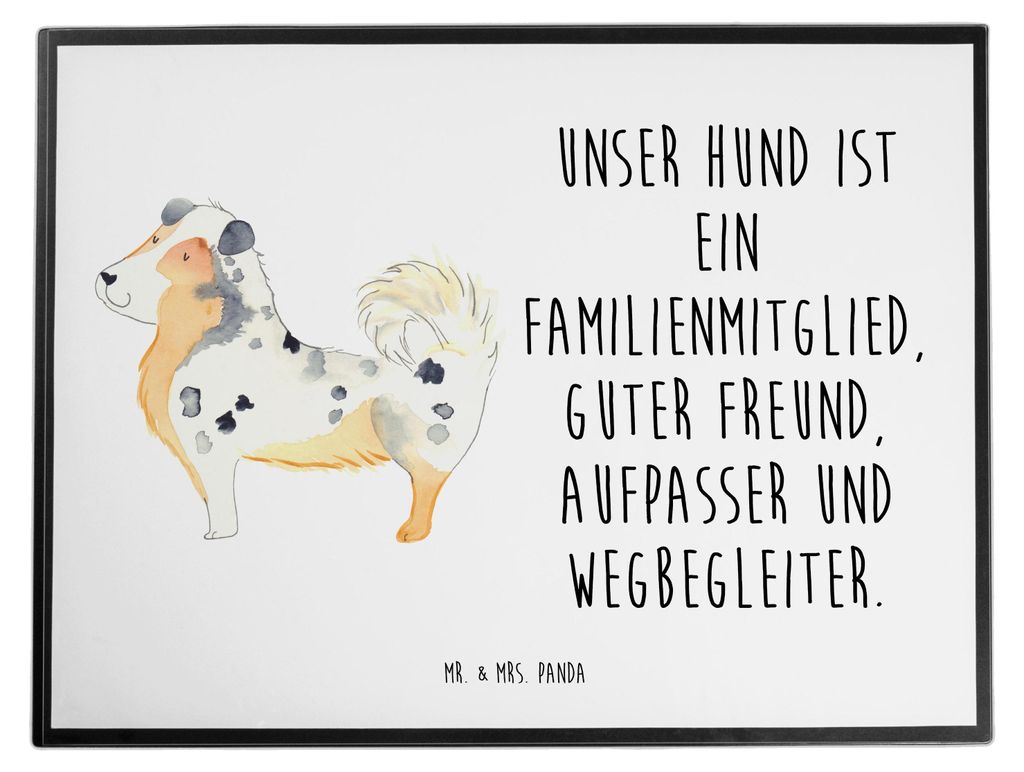 Mr. & Mrs. Panda Schreibunterlage Hund Australien Shepherd - Weiß - Geschenk, Unterlage Schreibtisch, Familie, Spruch, schreibtischunterlage, Spr...