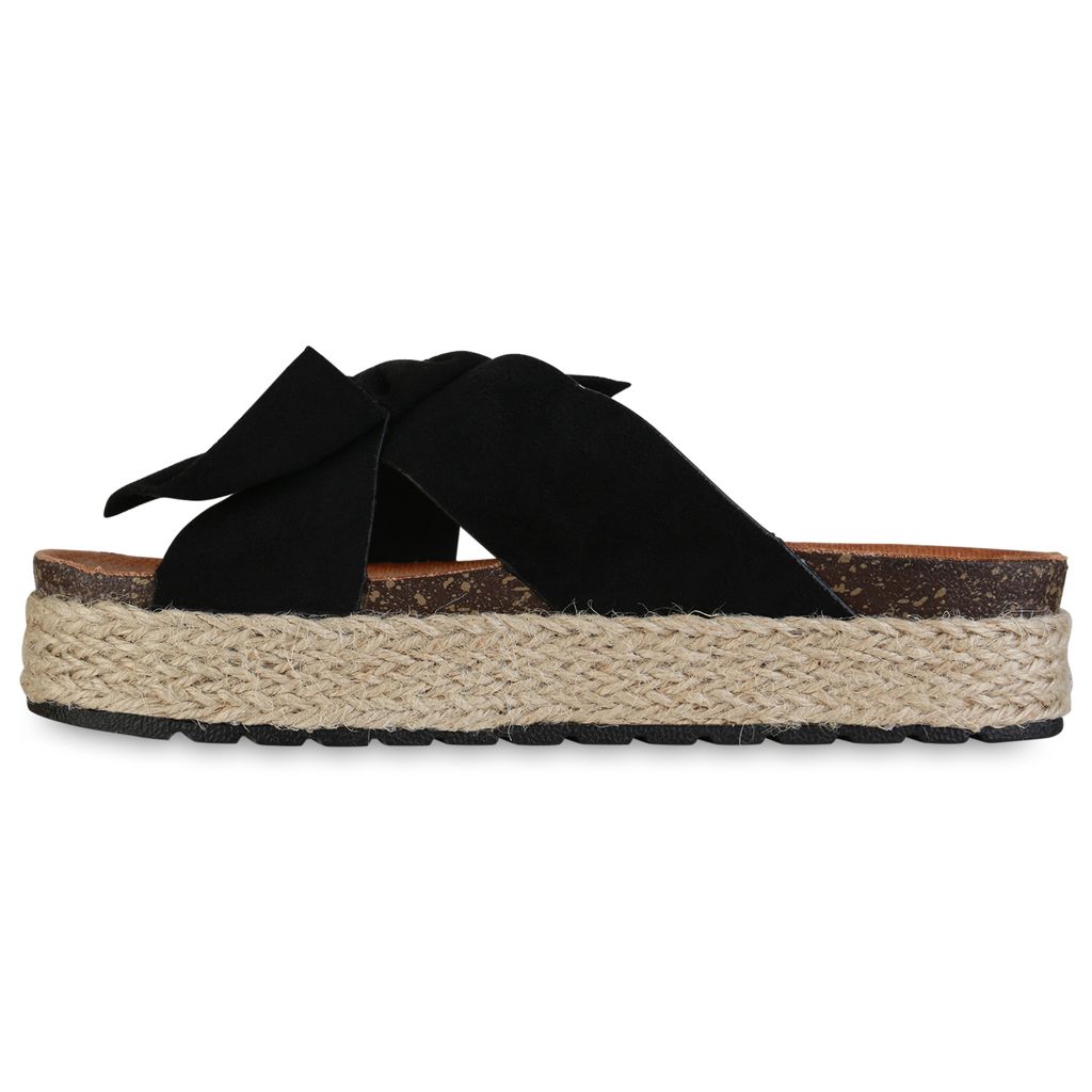 VAN HILL Damen Sandalen – Pantoletten Mit Schleifen, Korkoptik, Absatz 2 Cm, In Größe 37