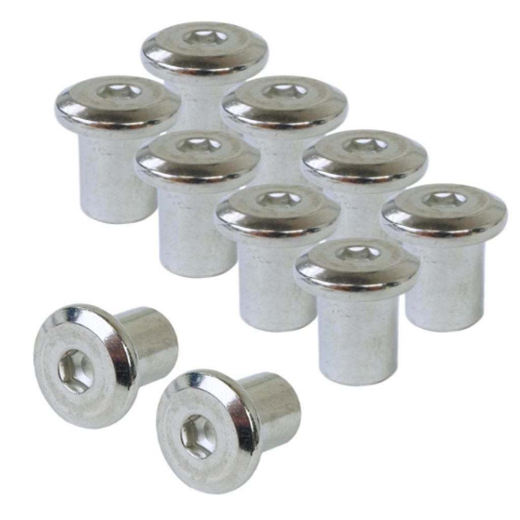 Möbelverbindungs-Gewindemuttern M10 x 16 mm Edelstahl, Innensechskant SW-6 – 10 Stück