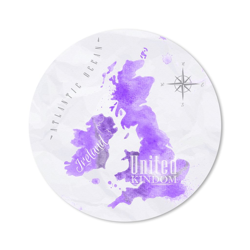 MuchoWow Mauspad Mousepad Karte - England - Aquarell 50x50 cm - Mousepads - Maus Mat - Pad - Mausunterlage - Vinyl