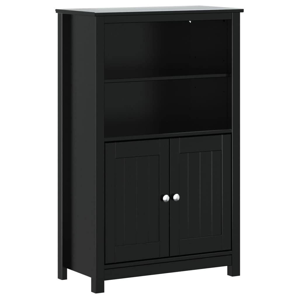 Badschrank BERG Schwarz 69,5x34x110 cm Massivholz Kiefer Produktbild 