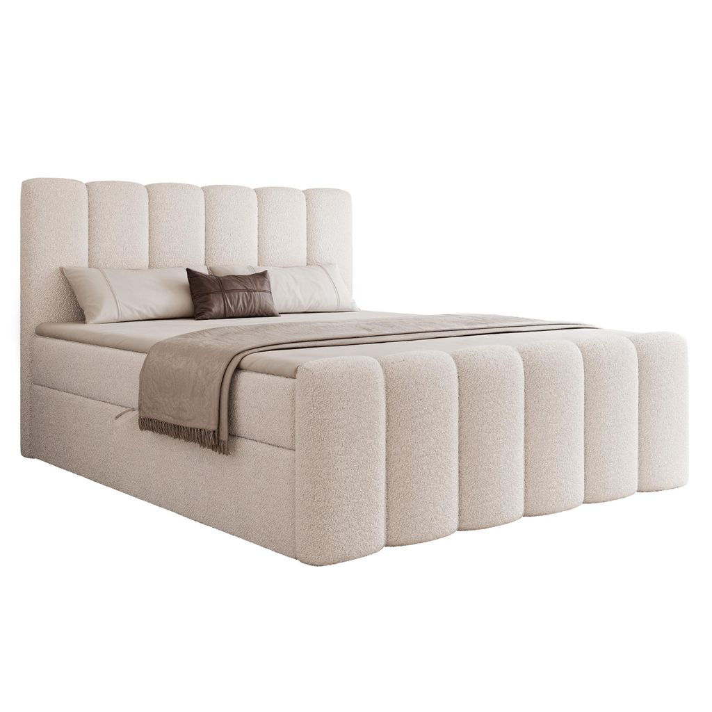 HEKIERT MEBLE Kontinentalbett PALERMO 140 x 200 cm mit Matratze CREME