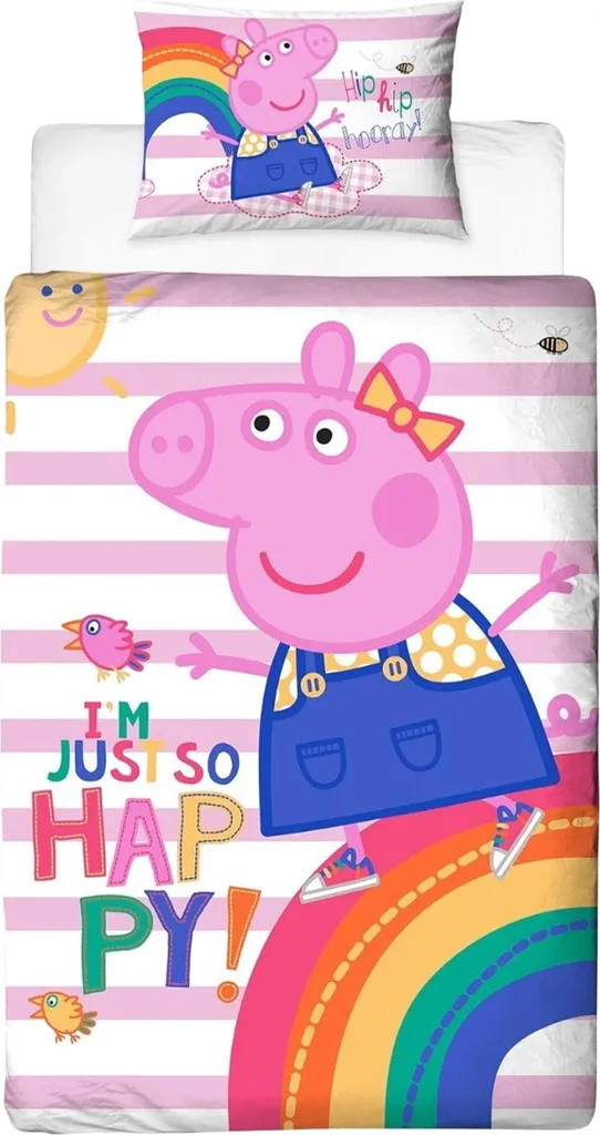 Parure de Lit Réversible Peppa Pig Multicolore en Microfibre Douceur