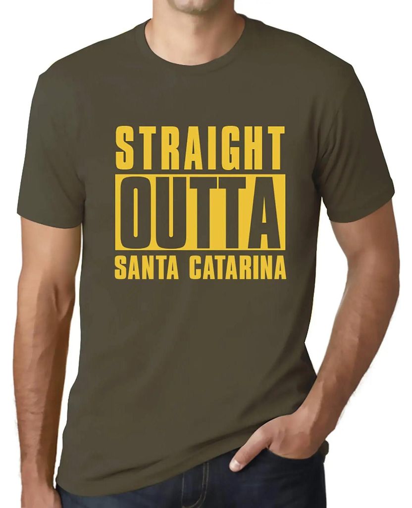 Herren Grafik T-Shirt Straight Outta Santa Catarina Öko-Verantwortlich Vintage Jahrgang Kurzarm Lustige Druck Geburtstag Geschenk Mann