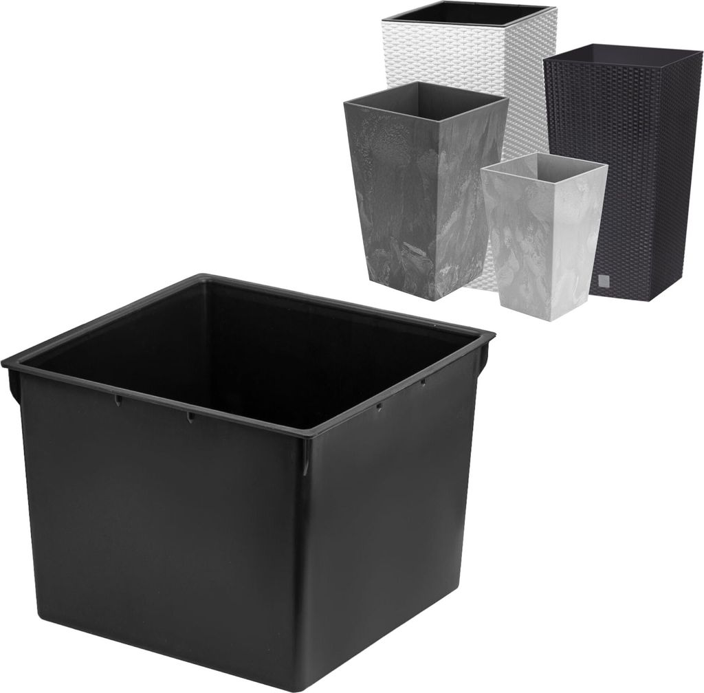 Insert carré interchangeable 17x17 cm noir 3 L pour pots Image du produit 