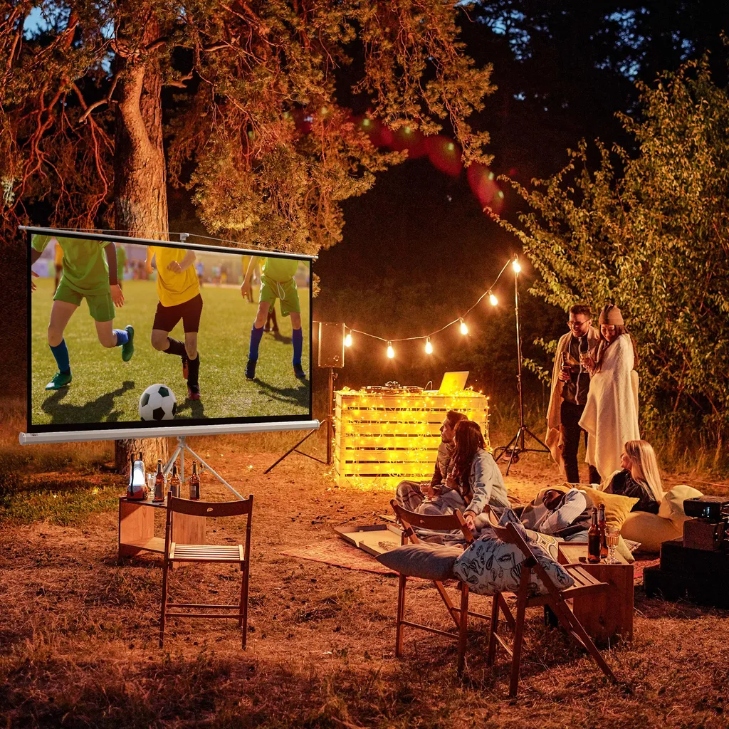 Écran de projection 100 pouces pour soirées ciné et présentations 4K HD - 4