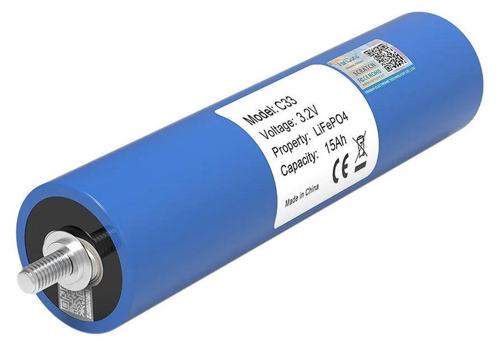 LiFePO4 Akku Zellen - C33 3,2V 15Ah - Grade A - 8 Stück - Für 12V 24V Batteriepack, Solaranlage und Wechselrichter