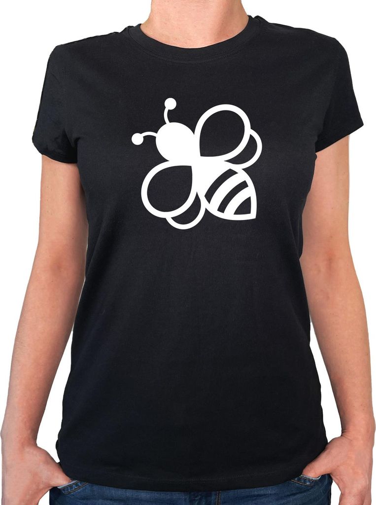 Huuraa Damen T-Shirt Biene Silhouette L Black Bio Baumwolle Fairtrade Damenshirt Geschenkidee