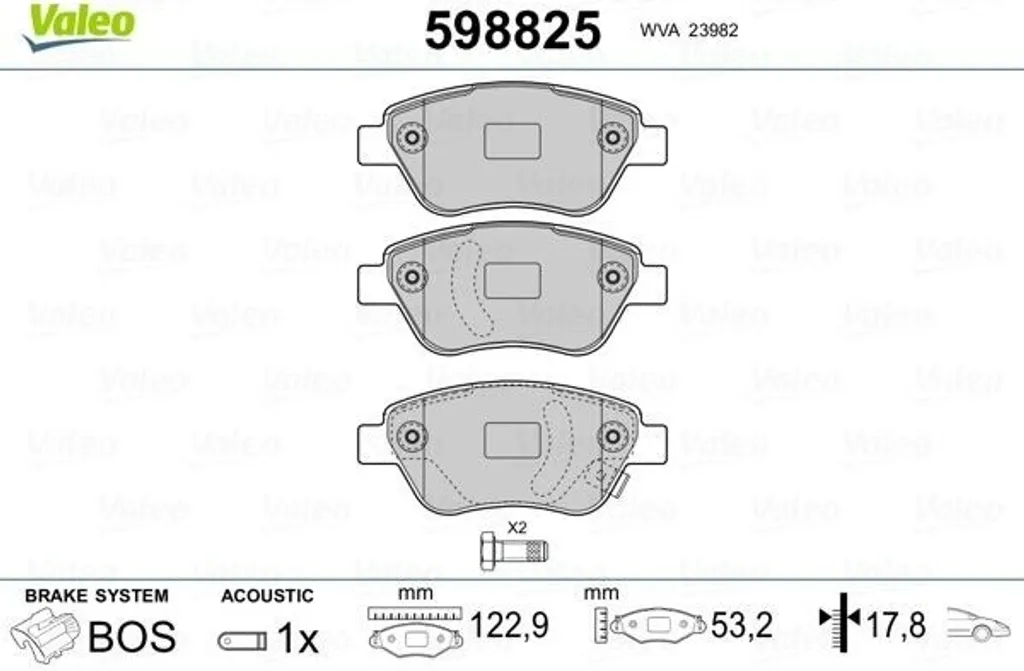 Plaquettes de frein avant VALEO 598825 pour Adam et Corsa D (S07)