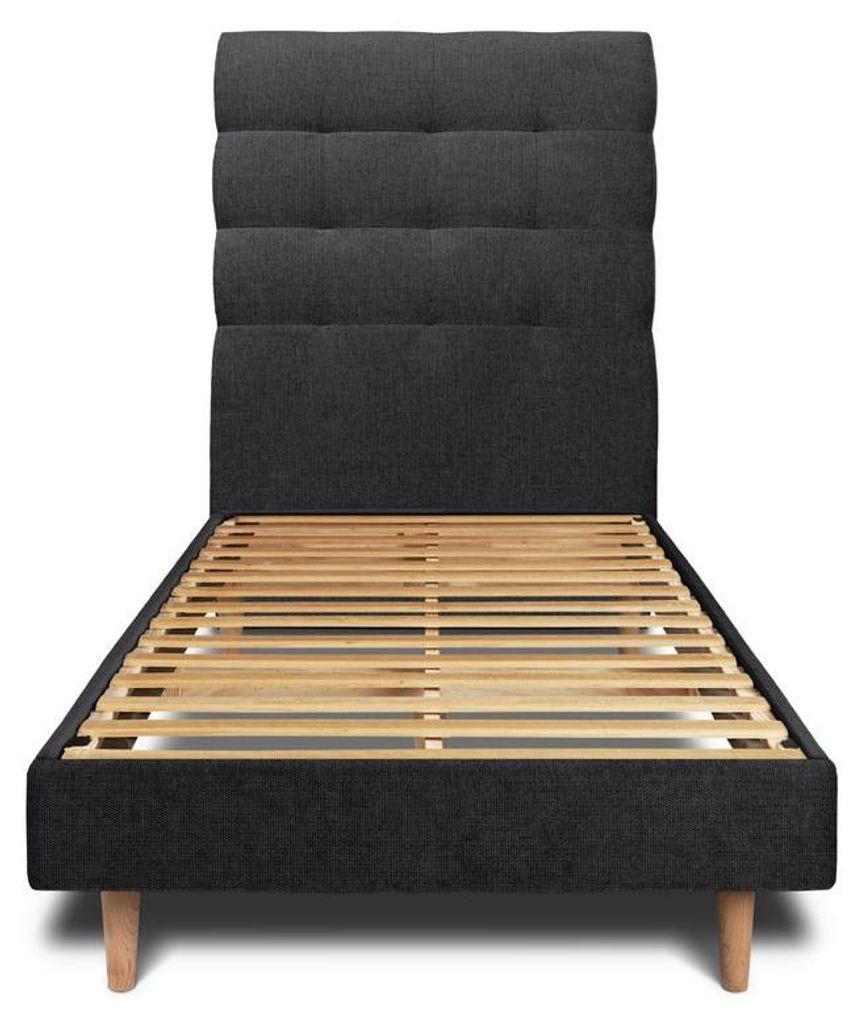 Bett mit Kopfteil – Korbgeflecht-Canvas-Stoff - 90 x 200 cm