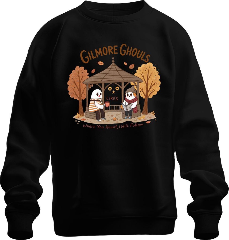 Gilmore Ghouls where you haunt I will follow Herbst Geister niedlich Uni Sweatshirt Pullover, Schwarz, L