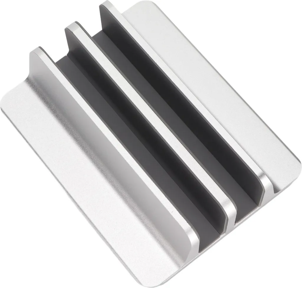 Support Vertical PC Portable 2 Slots en Alliage Aluminium Argent Réglable