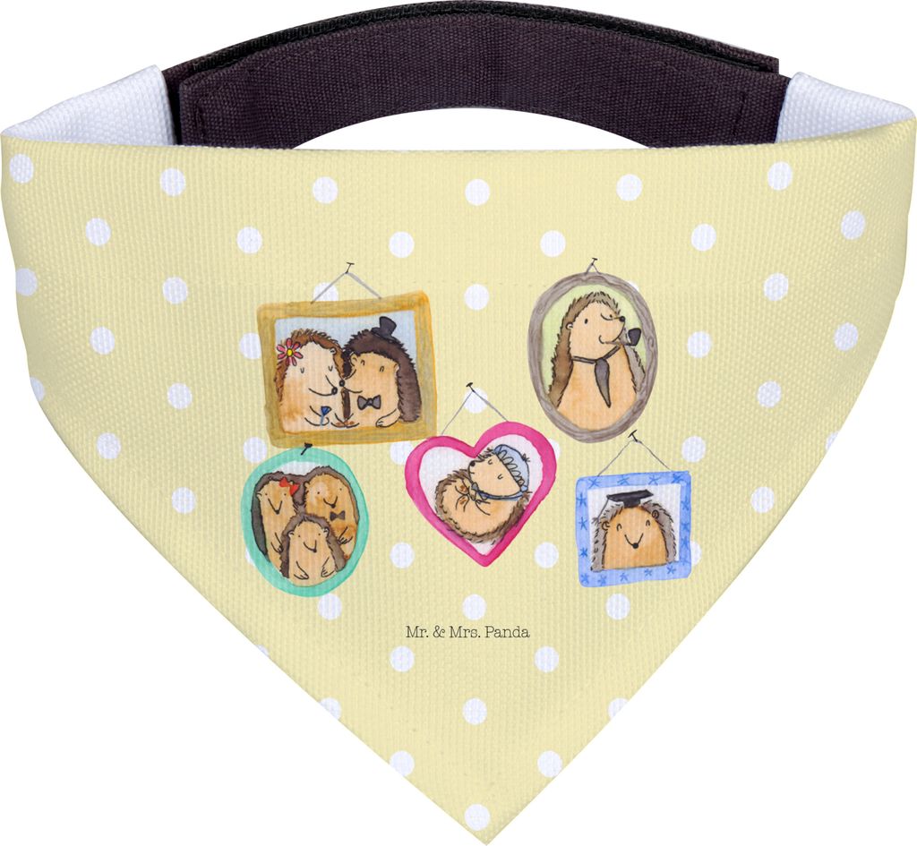 Mr. & Mrs. Panda Bandana Igel Familie - Gelb Pastell - Geschenk, Bilder, Halstuch Hund, Für Hunde, Mama, Liebe, Muttertag, Dreieckstuch
