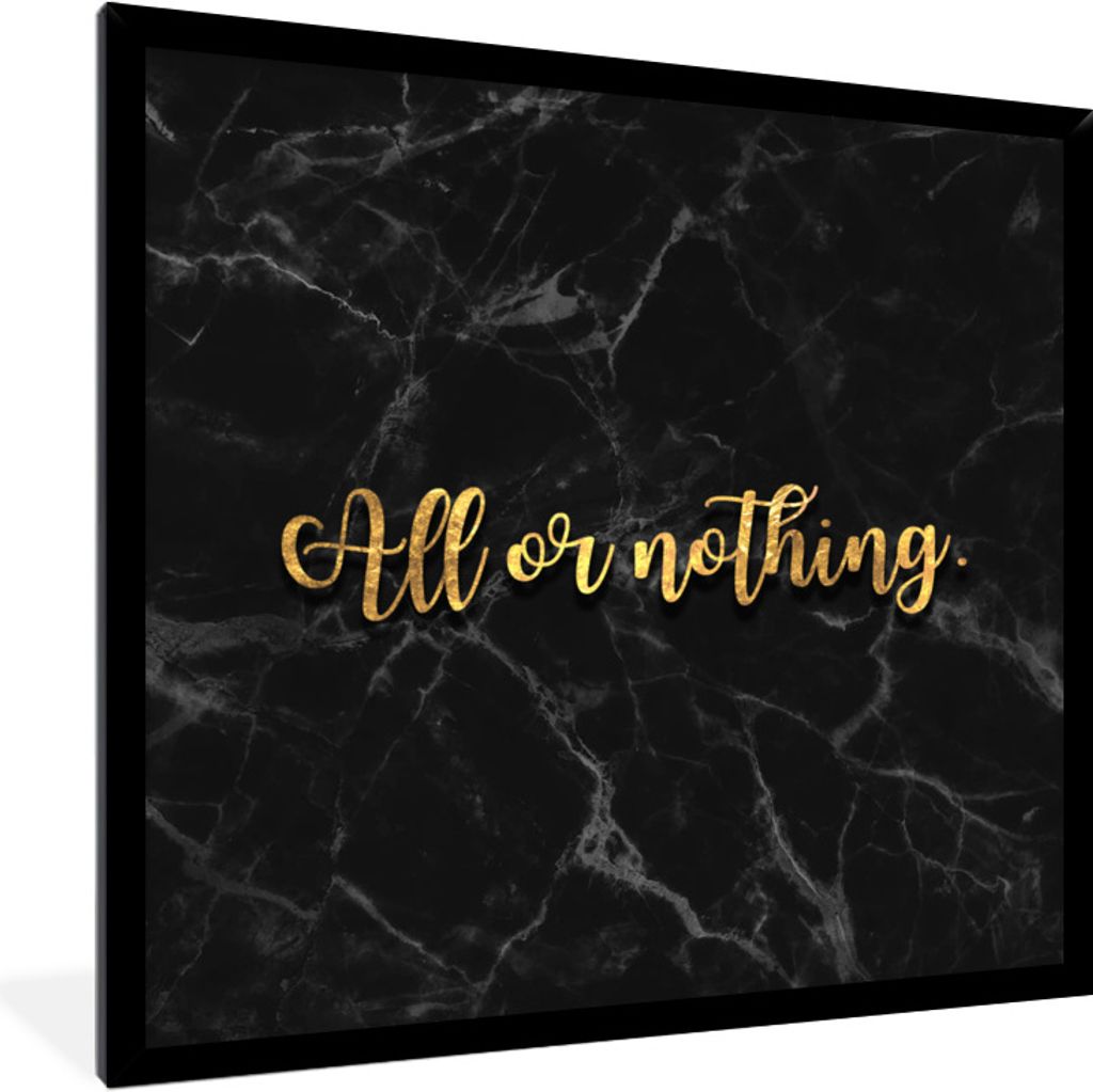 MuchoWow Gerahmtes Poster Zitat - Motivation - Marmor - Gold 40x40 cm - Poster mit Schwarzem Bilderrahmen Wandposter Rahmen Foto Bilder - Mit Rah...