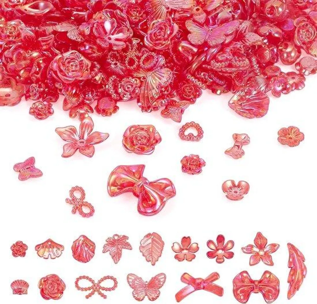 Perles fleurs rouges légères 100g pour bijoux DIY sans inconfort