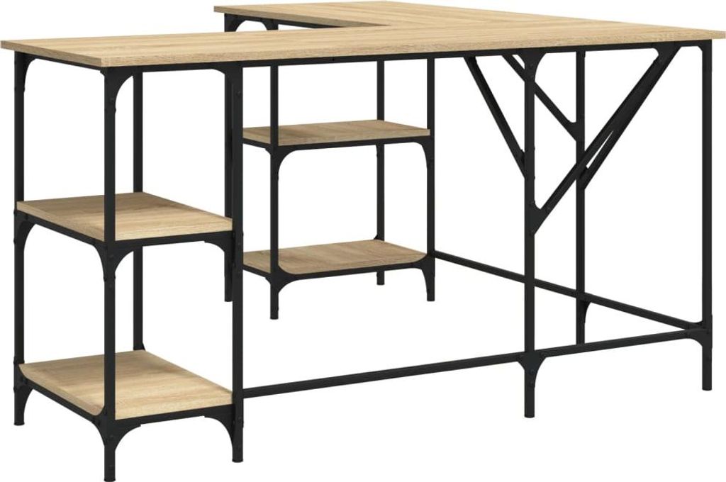 vidaXL Schreibtisch Sonoma-Eiche 139x139x75 cm Holzwerkstoff