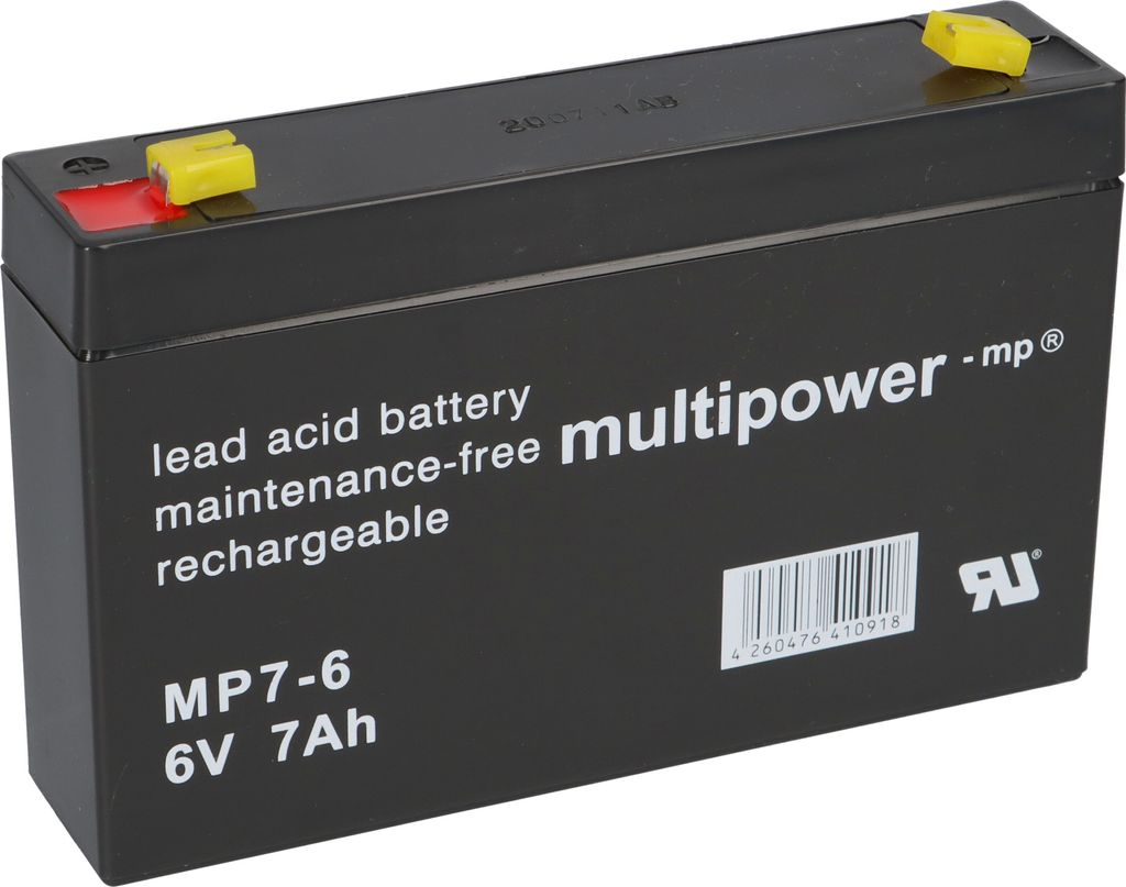 Multipower MP7-6 AGM Bleiakku 6V 7Ah – F4,8 mm Produktbild 