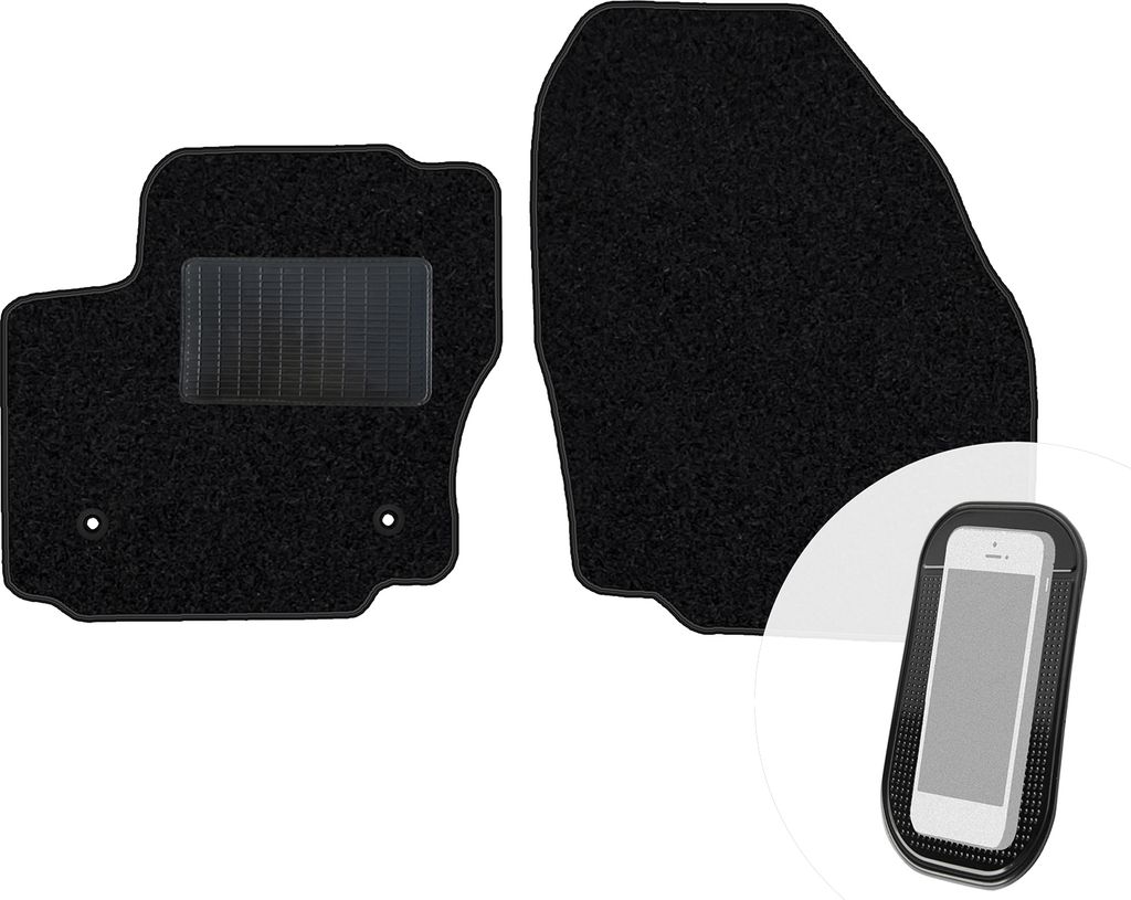 moto-MOLTICO Vorne Fußmatten Auto Velours Autoteppiche Schwarz Automatten Set 2-teilig passend für Ford S-Max 2010-2014