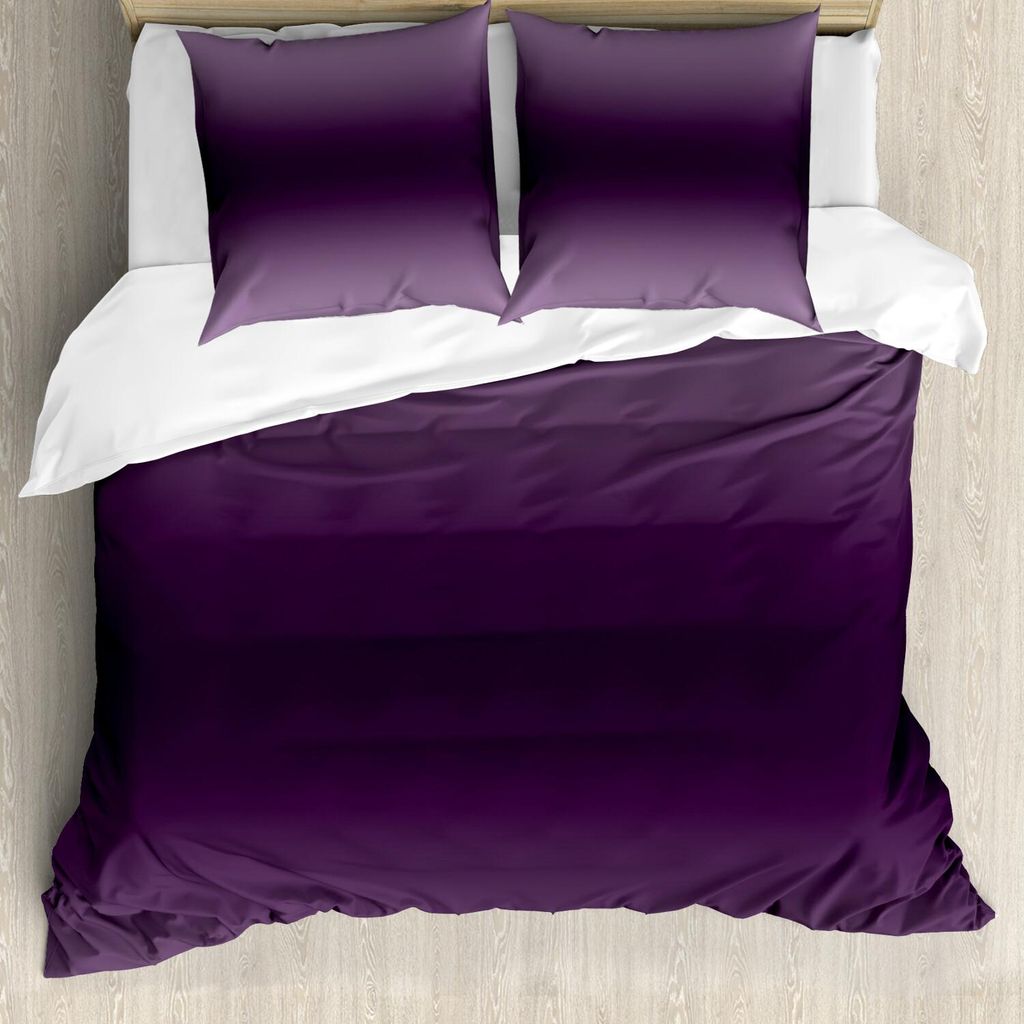 ABAKUHAUS Ombre Bettbezug Set, Hollywood Glam Show inspiriert Farbe Ombre Design abstrakte Darstellung Digitalbild, 200 x 200 cm + 80 x 80 cm, Lila