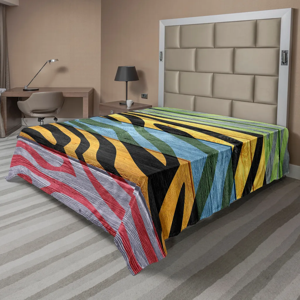Drap plat ABAKUHAUS zèbre coloré sur bois dur en 260 x 228 cm noir