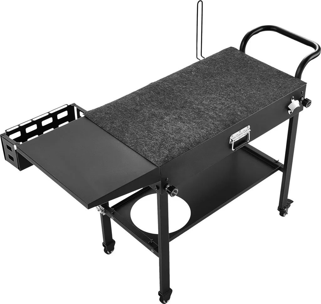 Table de barbecue extérieure pliable avec roulettes et table d'appoint