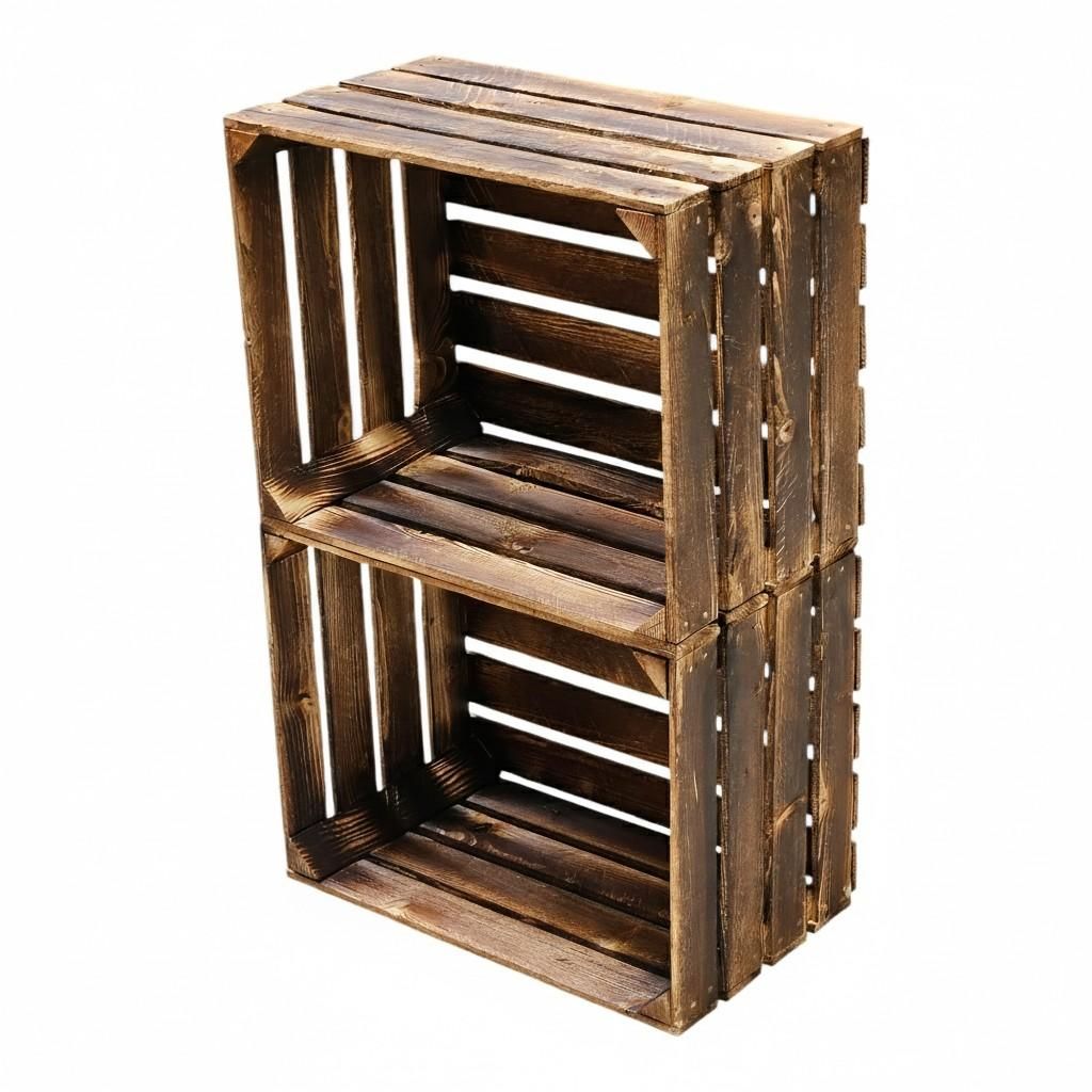 Cassa in legno fiammato 50x40x30 cm - Cassa per frutta Immagine del prodotto 