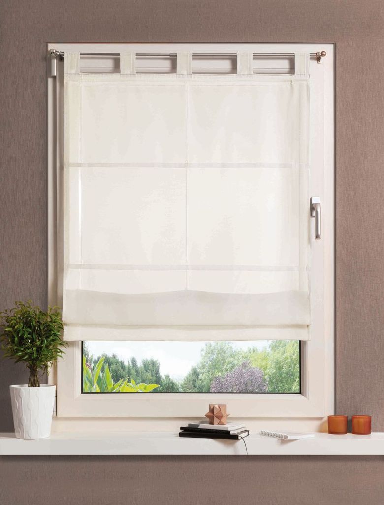 Home Wohnideen Schlaufenfaltrollo Aus Batist 1 teilig 140 x 100 cm Wollweiss