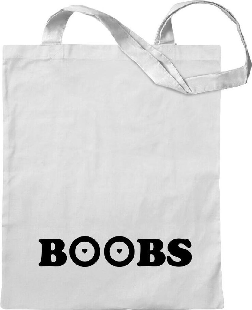 Kiwistar - Baumwolltasche - weiss - Boobs - Tragetasche Stoffbeutel Umhängetasche langer Henkel