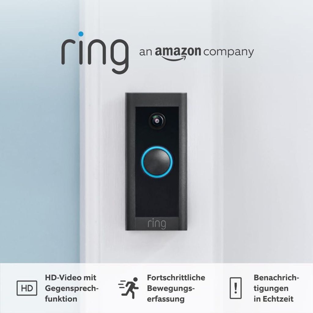 Ring Videotürklingel Kabel (Video Doorbell Wired) | Türklingel mit Kamera, 1080p-HD-Video, festverdrahtet, Nachtsicht Video-Türsprechanlage für...