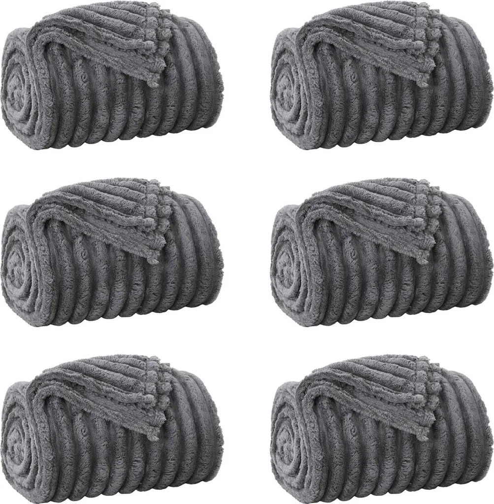 vidaXL Coperte 6 pezzi grigio scuro 200 x 150 cm in pile