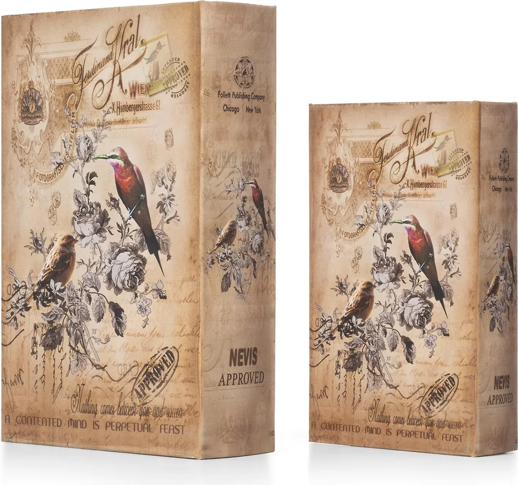 Solution Anti-vol Discrète Set de 2 Livres Coffre-fort Déco Oiseaux - 4