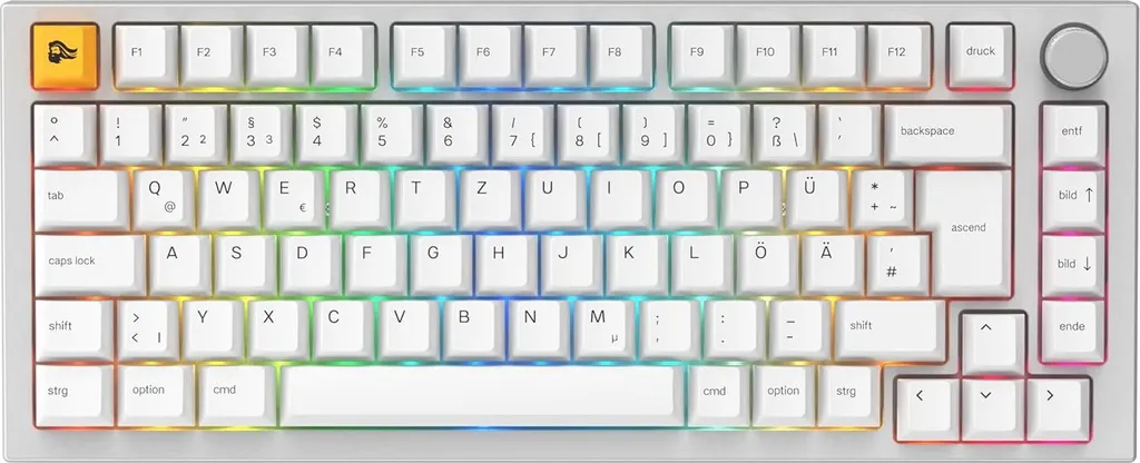 Glorious GMMK Pro Clavier Gaming 75% ISO White Ice - Version Pre-Built