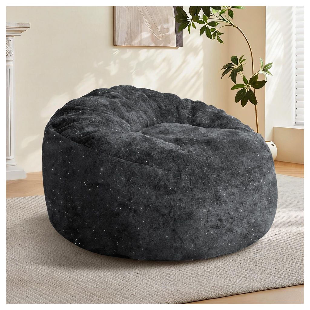 MODFU Einzelsitz Gebogener Sitzsack mit hoher Rückenlehne ergonomisches Design Flanell für Arbeitszimmer oder Balkon Schwarz