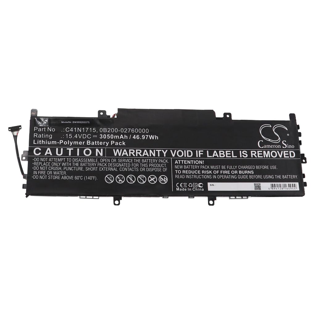 vhbw Akku kompatibel mit Asus ZenBook 13 UX331UN-EG105T, UX331UN-EG106T, UX331UN-EG113T Notebook (3050mAh, 15,4V, Li-Polymer)